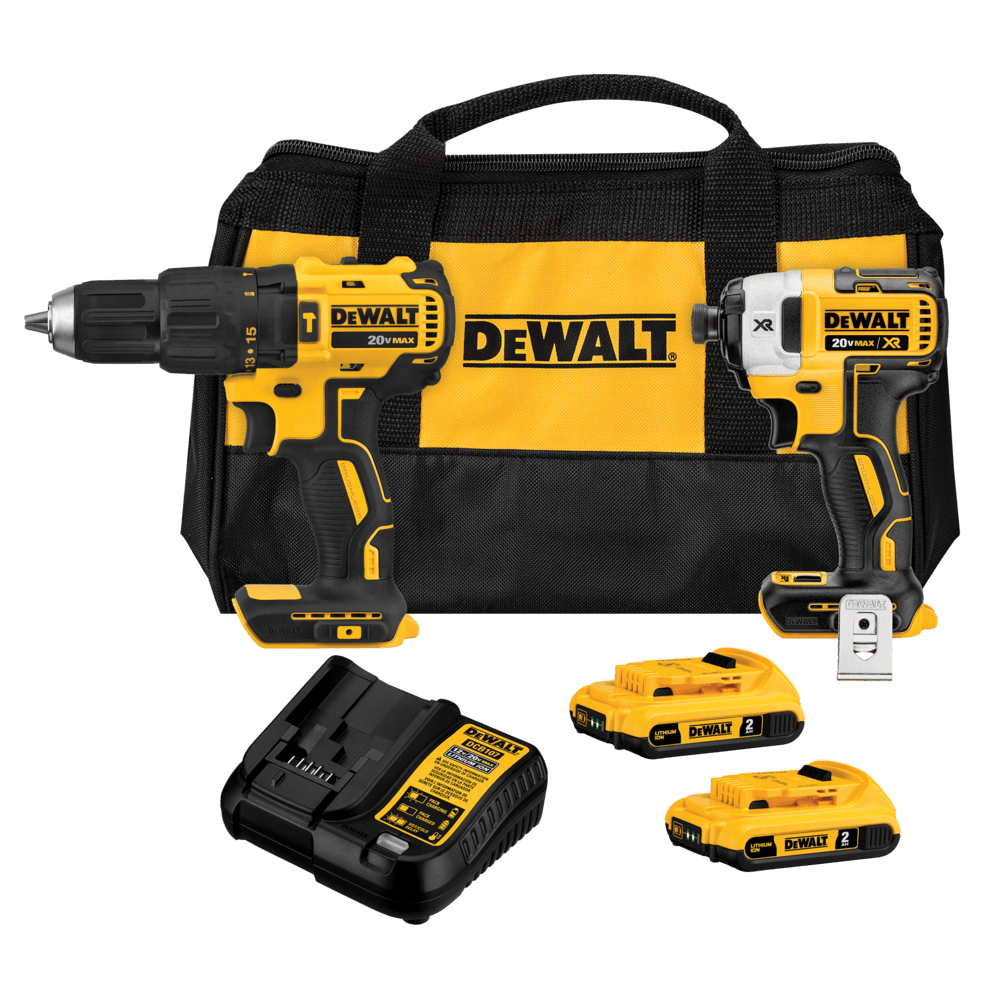 20V MAX* 1/2" (13mm) Hammer Drill/Driver and 1/4" (6.35mm) Impact Wrench, 2 Lithium Ion 2.0Ah Batteries, 1 Charger and 1 Bag